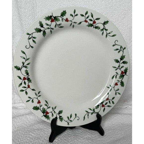 Royal Seasons Stoneware 3 Dinner Plates Plates Holly And Berries Border VGUC - Picture 4 of 9